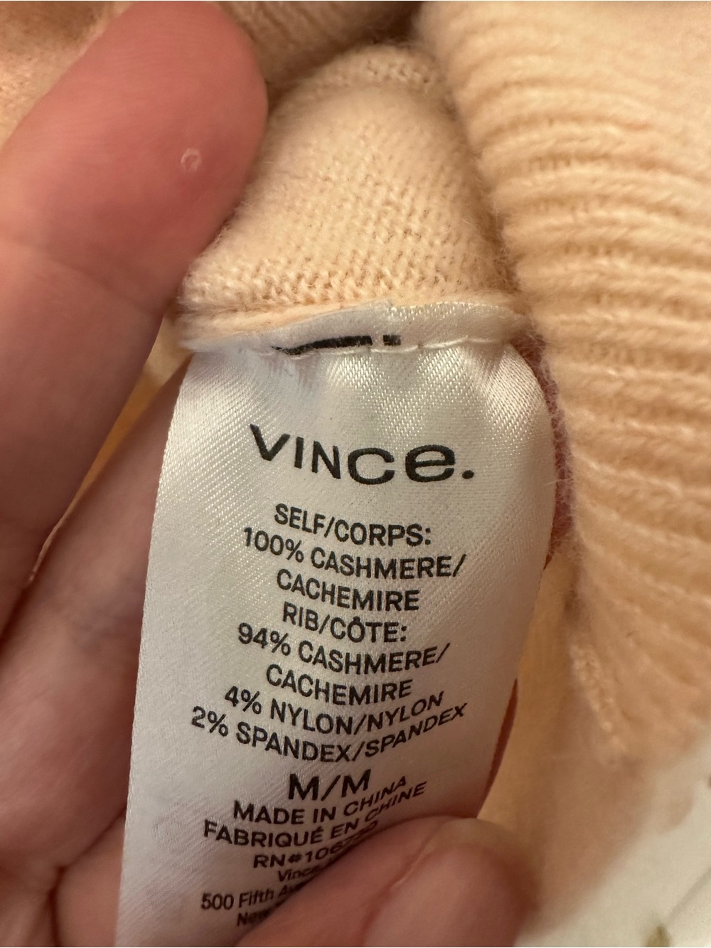 Vince Blush Pink V-Neck Cashmere Sweater - Picture 4 of 4